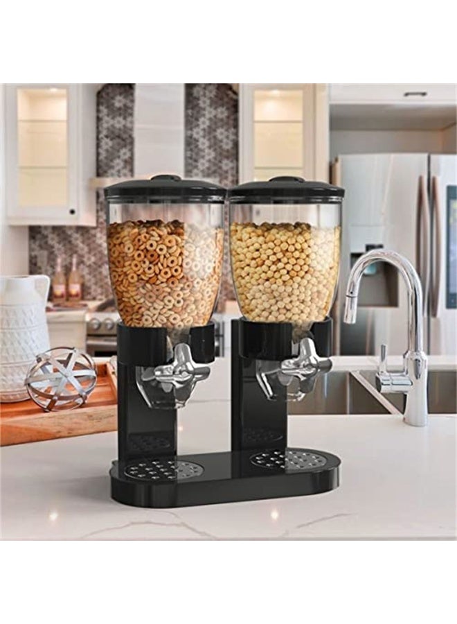 Dual Cereal & Dry Food Dispenser 3.5L, Countertop Storage Organizer with Portion Control, Freshness Seal, Black/Clear - Image 3